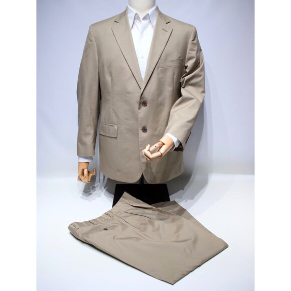 Brooks Brothers Suit Beige Coolmax Cotton Poly Men 42S (Pants Tailored to 34x27) - Picture 1 of 15